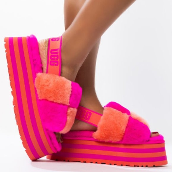 UGG Shoes - UGG Disco Checker Slide Vibrant Platform Slides